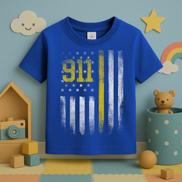 911 Dispatcher Dispatch US Flag Police Emergency Responder Toddler T-Shirt