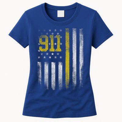 911 Dispatcher Dispatch US Flag Police Emergency Responder Womens T-Shirt