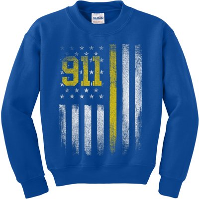 911 Dispatcher Dispatch US Flag Police Emergency Responder Kids Sweatshirt