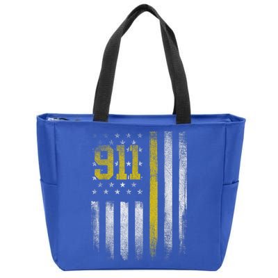 911 Dispatcher Dispatch US Flag Police Emergency Responder Zip Tote Bag