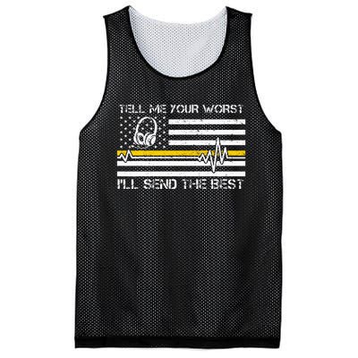 911 Dispatcher Flag Tell Me Your Worst ILl Send The Best Mesh Reversible Basketball Jersey Tank