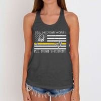 911 Dispatcher Flag Tell Me Your Worst ILl Send The Best Women's Knotted Racerback Tank