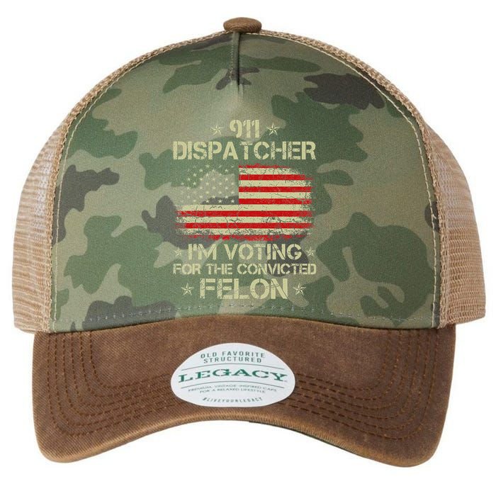 911 Dispatcher IM Voting For The Convicted Felon Funny Legacy Tie Dye Trucker Hat