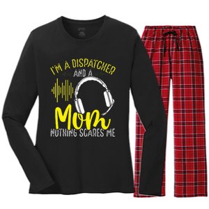 911 Dispatch Operator Mothers Day Gold Line Mom Mama Women's Long Sleeve Flannel Pajama Set 