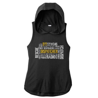 911 Dispatcher Rescue Dispatch EMS Police First Responder Ladies PosiCharge Tri-Blend Wicking Draft Hoodie Tank