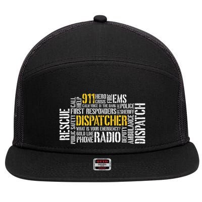911 Dispatcher Rescue Dispatch EMS Police First Responder 7 Panel Mesh Trucker Snapback Hat