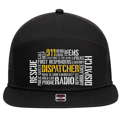 911 Dispatcher Rescue Dispatch EMS Police First Responder 7 Panel Mesh Trucker Snapback Hat