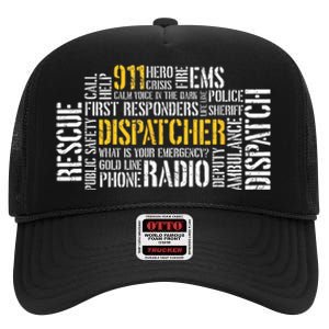 911 Dispatcher Rescue Dispatch EMS Police First Responder High Crown Mesh Back Trucker Hat