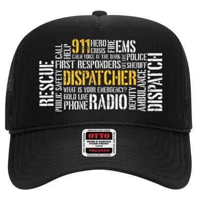 911 Dispatcher Rescue Dispatch EMS Police First Responder High Crown Mesh Back Trucker Hat