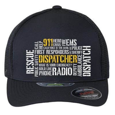 911 Dispatcher Rescue Dispatch EMS Police First Responder Flexfit Unipanel Trucker Cap