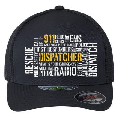 911 Dispatcher Rescue Dispatch EMS Police First Responder Flexfit Unipanel Trucker Cap