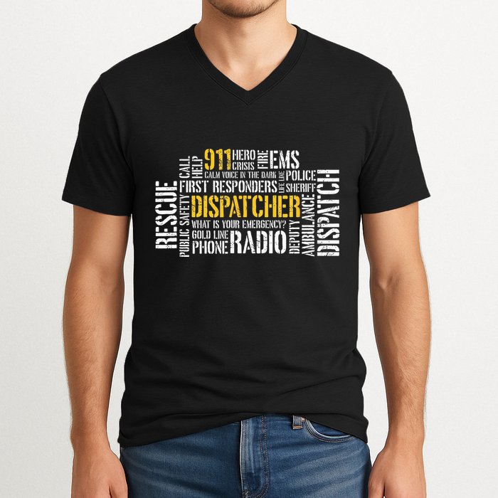 911 Dispatcher Rescue Dispatch EMS Police First Responder V-Neck T-Shirt