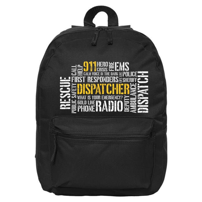911 Dispatcher Rescue Dispatch EMS Police First Responder 16 in Basic Backpack
