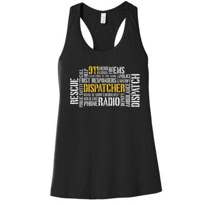 911 Dispatcher Rescue Dispatch EMS Police First Responder Women's Racerback Tank