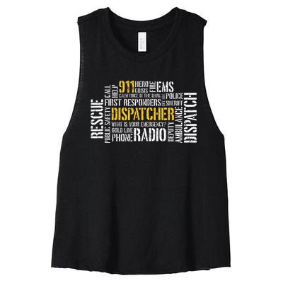 911 Dispatcher Rescue Dispatch EMS Police First Responder Women's Racerback Cropped Tank