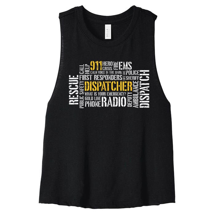 911 Dispatcher Rescue Dispatch EMS Police First Responder Women's Racerback Cropped Tank