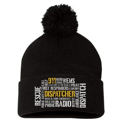 911 Dispatcher Rescue Dispatch EMS Police First Responder Pom Pom 12in Knit Beanie