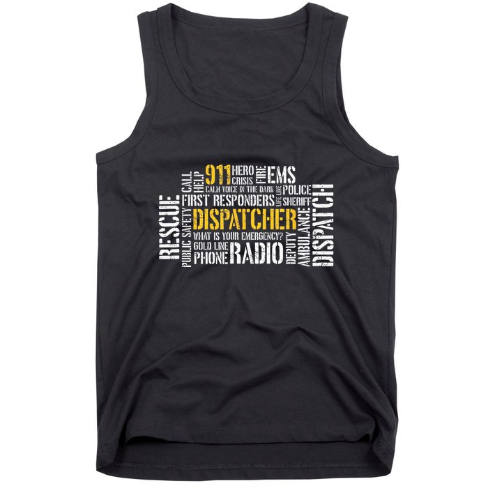 911 Dispatcher Rescue Dispatch EMS Police First Responder Tank Top