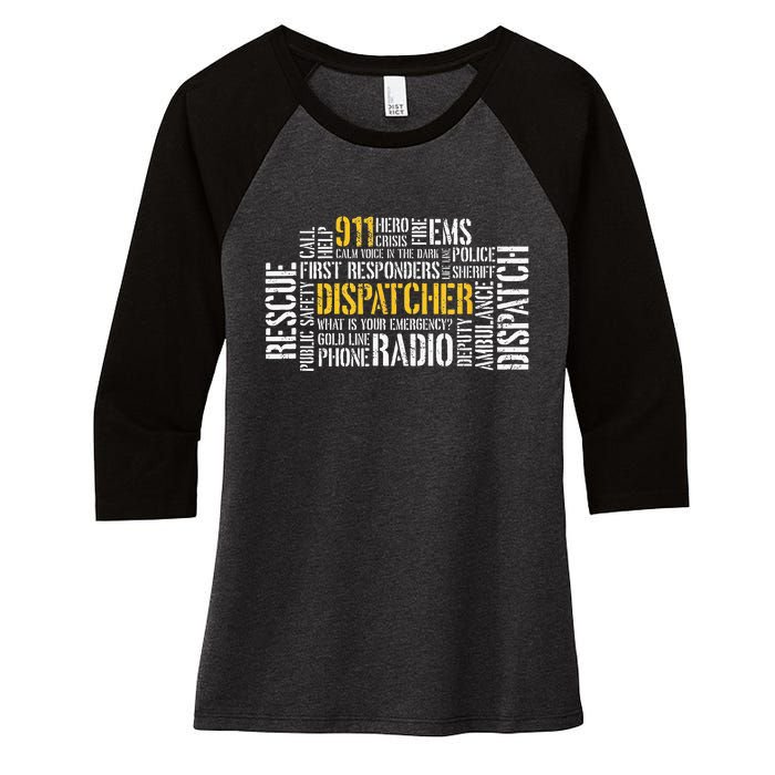 911 Dispatcher Rescue Dispatch EMS Police First Responder Women's Tri-Blend 3/4-Sleeve Raglan Shirt