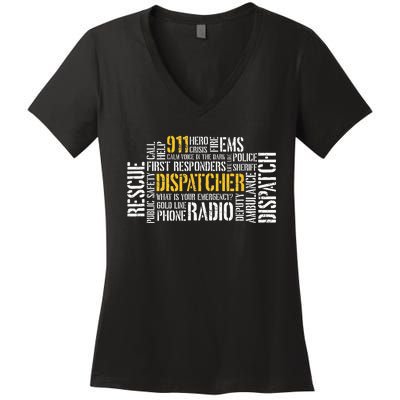 911 Dispatcher Rescue Dispatch EMS Police First Responder Women's V-Neck T-Shirt