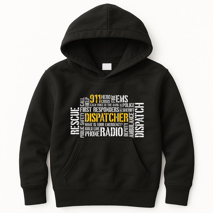 911 Dispatcher Rescue Dispatch EMS Police First Responder Kids Hoodie