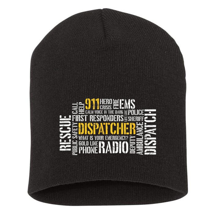 911 Dispatcher Rescue Dispatch EMS Police First Responder Short Acrylic Beanie