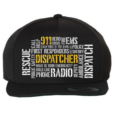 911 Dispatcher Rescue Dispatch EMS Police First Responder Wool Snapback Cap