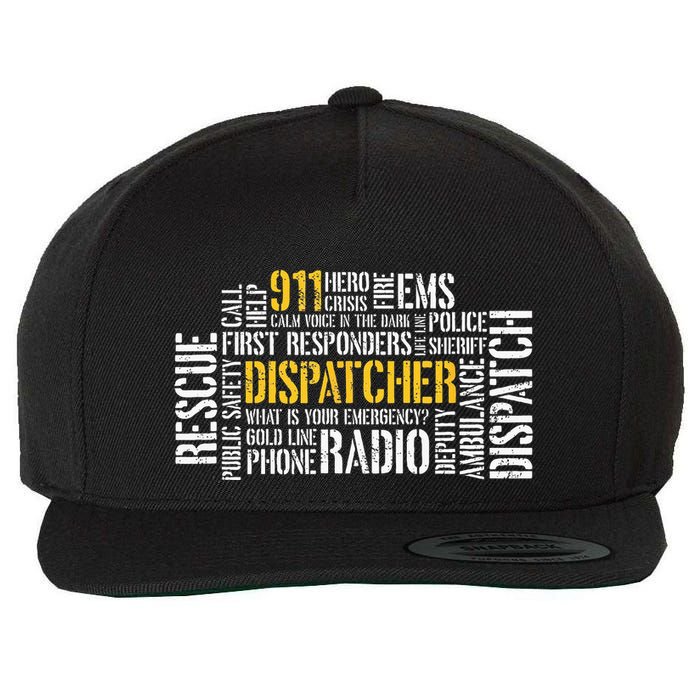 911 Dispatcher Rescue Dispatch EMS Police First Responder Wool Snapback Cap