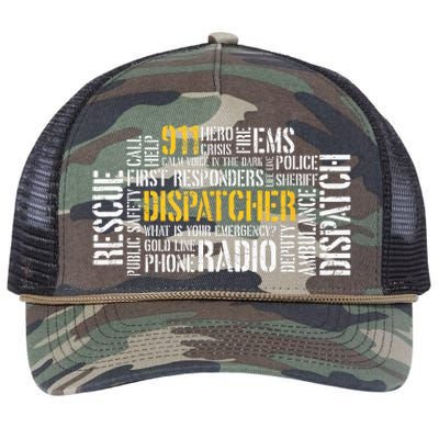 911 Dispatcher Rescue Dispatch EMS Police First Responder Retro Rope Trucker Hat Cap