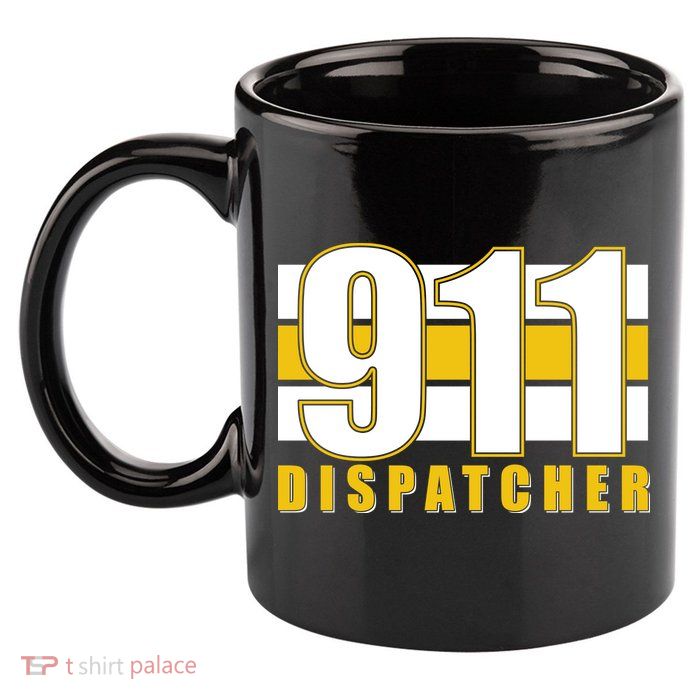 911 Dispatcher Thin Gold Line 11oz C Handle Ceramic Mug