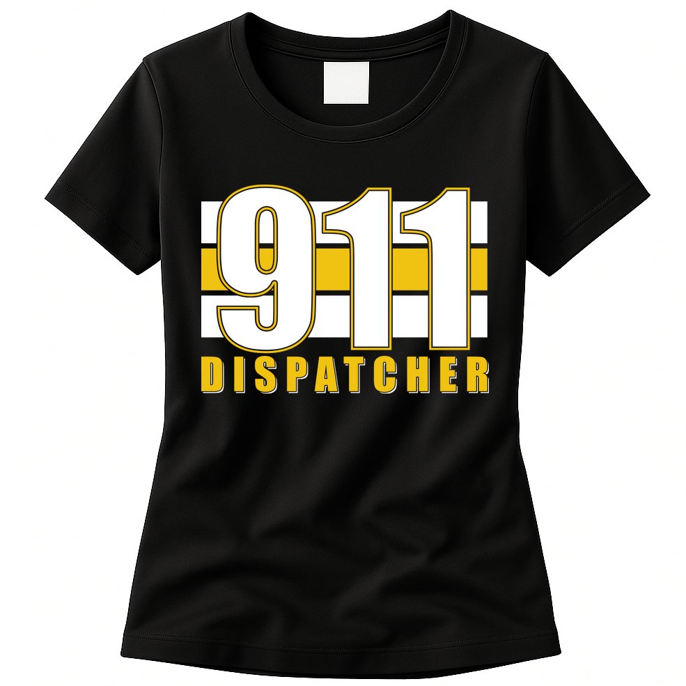 911 Dispatcher Thin Gold Line Womens T-Shirt
