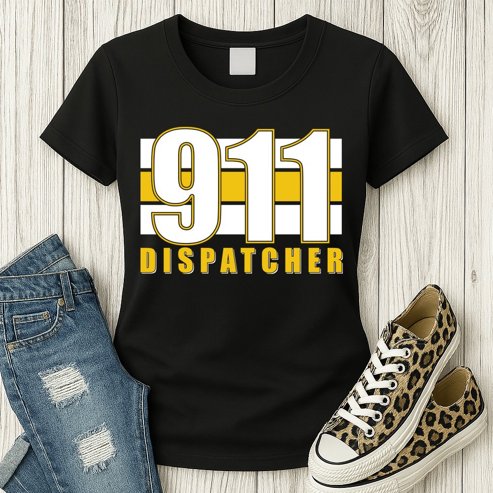 911 Dispatcher Thin Gold Line Womens T-Shirt