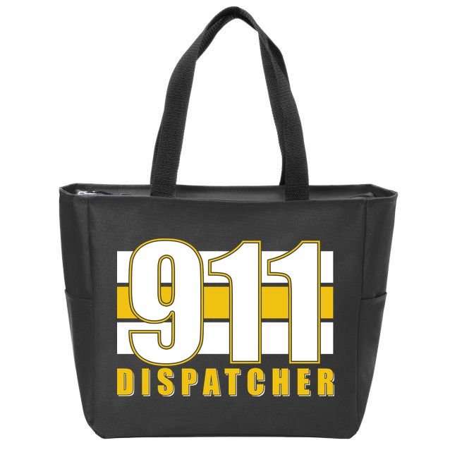 911 Dispatcher Thin Gold Line Zip Tote Bag