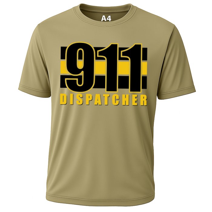 911 Dispatcher Thin Gold Line Cooling Performance Crew T-Shirt
