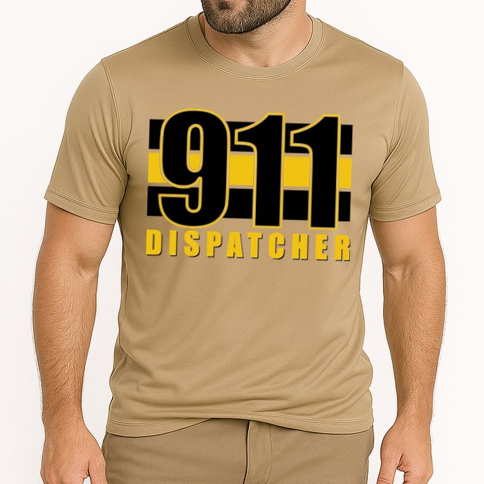 911 Dispatcher Thin Gold Line Cooling Performance Crew T-Shirt