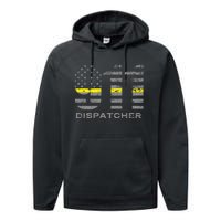 911 Dispatcher Thin Yellow Line Flag Hoodie Performance Fleece Hoodie