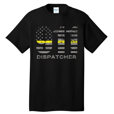 911 Dispatcher Thin Yellow Line Flag Hoodie Tall T-Shirt