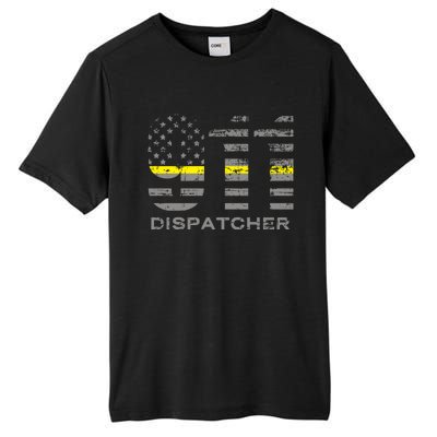 911 Dispatcher Thin Yellow Line Flag Hoodie Tall Fusion ChromaSoft Performance T-Shirt