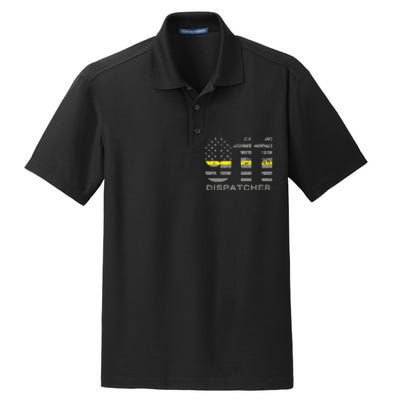 911 Dispatcher Thin Yellow Line Flag Hoodie Dry Zone Grid Polo