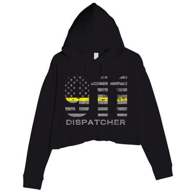 911 Dispatcher Thin Yellow Line Flag Hoodie Crop Fleece Hoodie