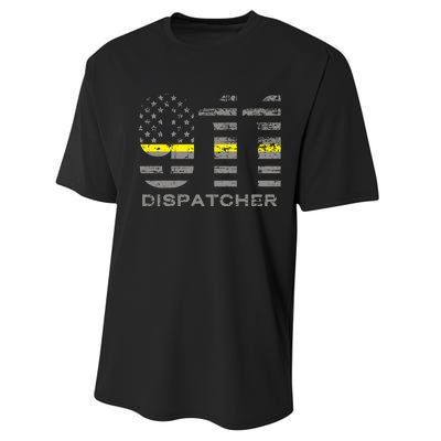 911 Dispatcher Thin Yellow Line Flag Hoodie Performance Sprint T-Shirt