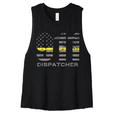 911 Dispatcher Thin Yellow Line Flag Hoodie Women's Racerback Cropped Tank