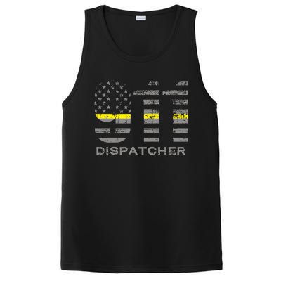 911 Dispatcher Thin Yellow Line Flag Hoodie PosiCharge Competitor Tank