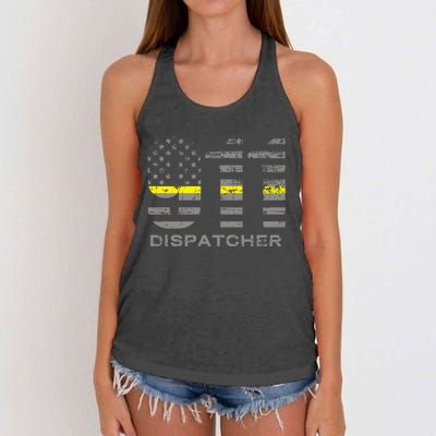 911 Dispatcher Thin Yellow Line Flag Hoodie Women's Knotted Racerback Tank