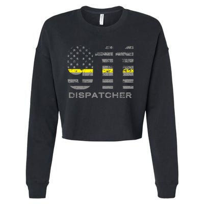 911 Dispatcher Thin Yellow Line Flag Hoodie Cropped Pullover Crew