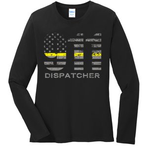 911 Dispatcher Thin Yellow Line Flag Hoodie Ladies Long Sleeve Shirt