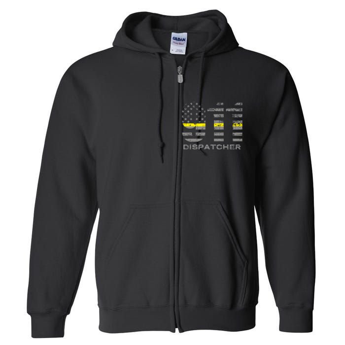 911 Dispatcher Thin Yellow Line Flag Hoodie Full Zip Hoodie