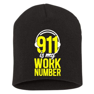 911 Dispatcher Thin Gold Yellow Line 911 Is My Work Number Short Acrylic Beanie