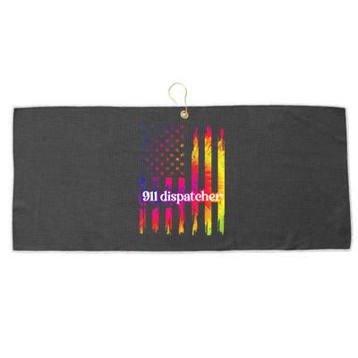 911 Dispatcher US Flag Emergency Dispatcher Large Microfiber Waffle Golf Towel