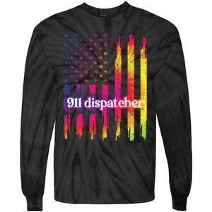 911 Dispatcher US Flag Emergency Dispatcher Tie-Dye Long Sleeve Shirt